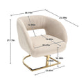 Coolmore Upholstered Tufted Living Room Chair Textured Linen Fabric Accent Chair With Metal Stand Beige Velvet