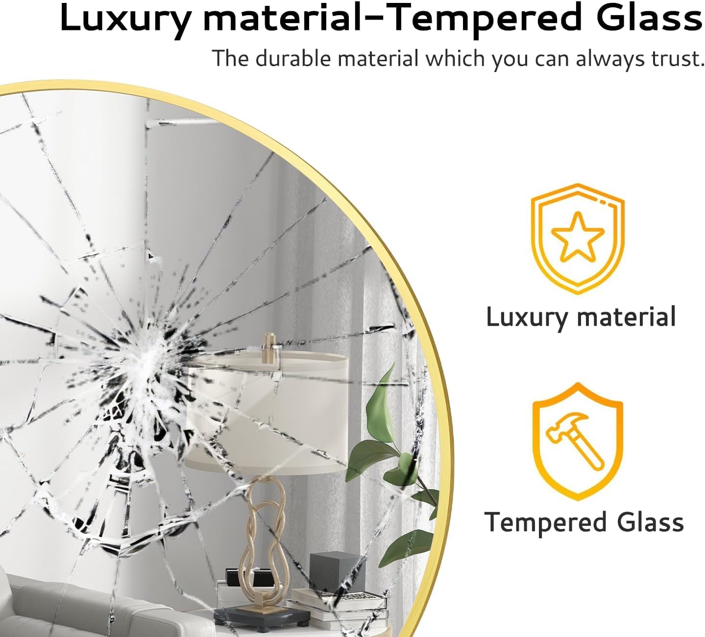 Gold 20 Inch Circle Mirror, Wall Mounted Mirror, Bathroom Mirrors For Over Sink, Circle Framed Mirrors For Bathroom, Living Room, Bedroom, Vanity, Entryway, Hallway Silver Aluminium