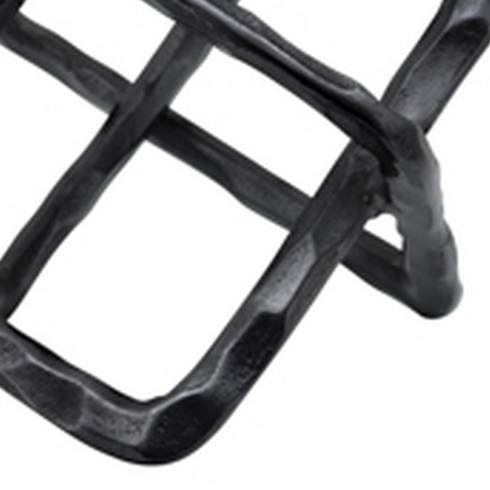 10 Inch Metal Accent Decor With Square Inters, Gray Gray Metal