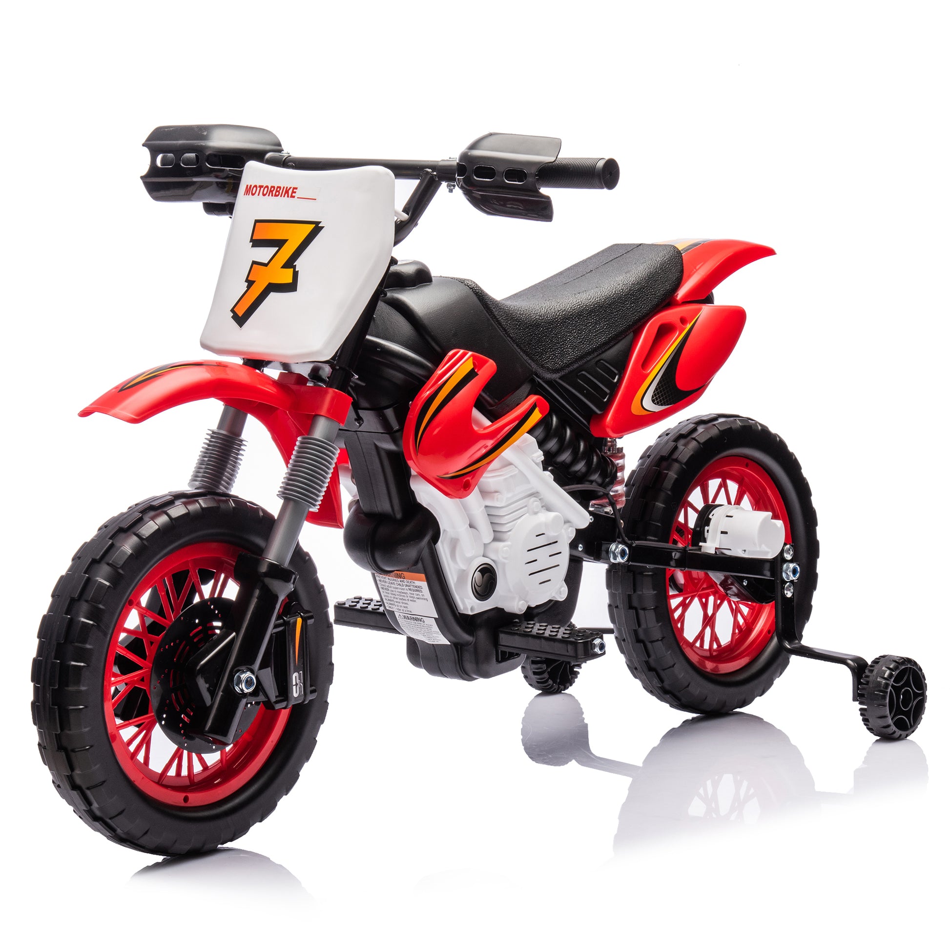 12V Kids Ride On Electric Toy Motorcycle,Rear Suspension,Twist Grip Throttle,Slow Start,Removable Training Wheels,Indie Music Box With Horn And Engine,Simulation Of Dirt Bike Modeling For Kids 3 8. Red 50 99 Lbs Polypropylene