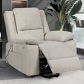 Electric Power Recliner Chair With Massage For Elderly ,Remote Control Multi Function Lifting, Timing, Cushion Heating Chair With Side Pocket Beige Beige Power Push Button Metal Primary Living Space Soft American Design Cat Scratch Fabric