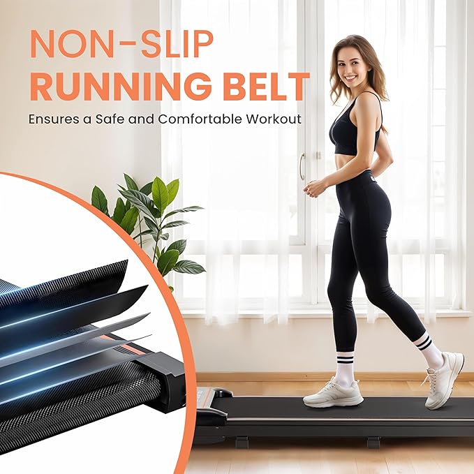 Walking Pad Under Desk Treadmill 3 In 1 Portable Folding Walking Jogging Running Machine With Remote Control & Led Display For Home Office, Larger Running Area, Quiet For Fitness In Small Spaces