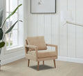 Mid Century Armchairaccent Chair With Chenille Armrest & Soft Cushion For Living Room, Bedroom, Home Office, Study, Beige Beige Foam Wood Fabric