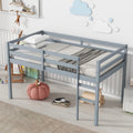 Solid Wooden, Rubber Wooden Twin Loft Bed With Ladder, Bed Platform Of Strengthened Slatsgrey Twin Grey Rubber Wood