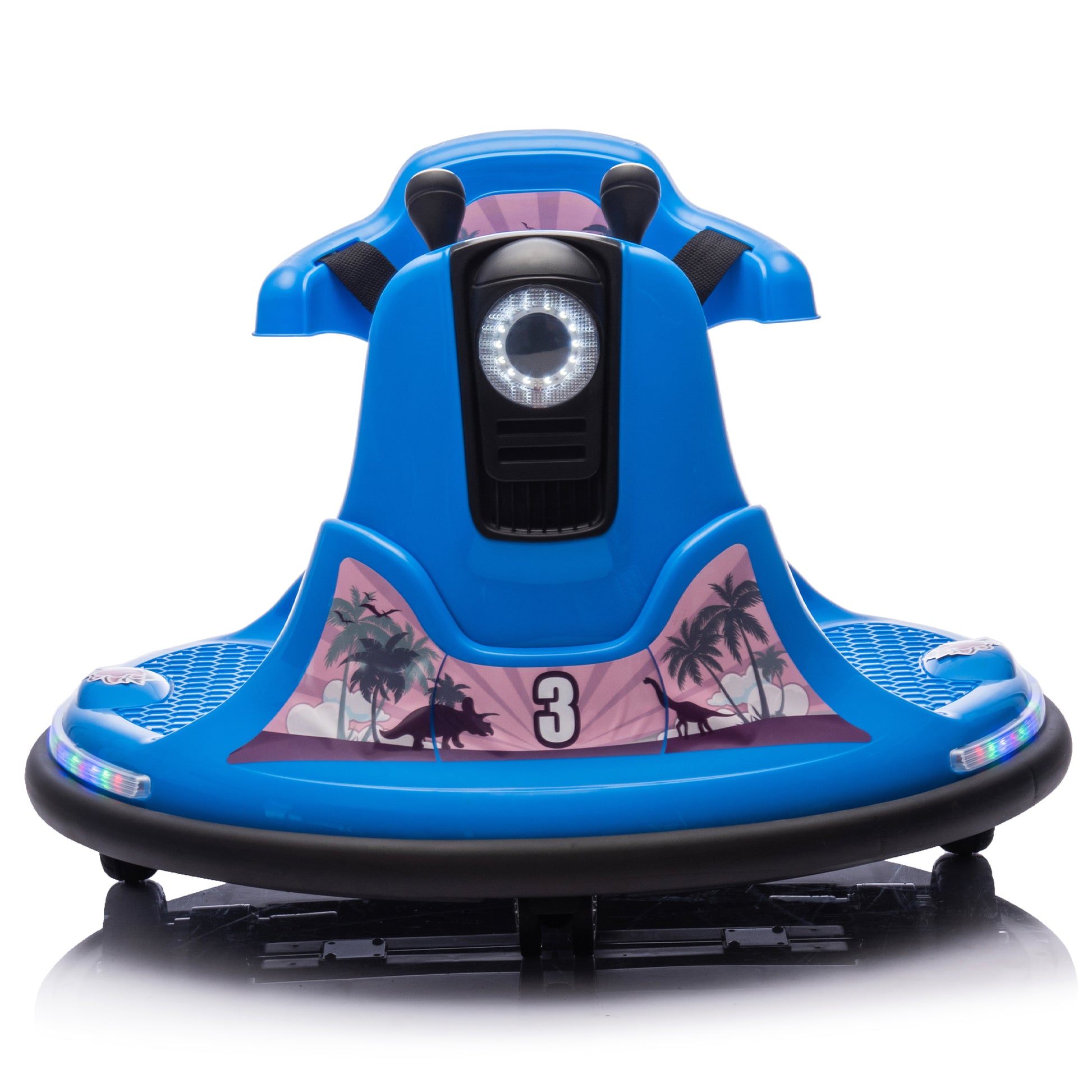 12V Kids Ride On Bumper Car W Parents Control,Rotate 360 Degrees,Two Handed Switch For Direction Control,Bumper Strip,Light Belt,Mp3 Music,Bluetooth,Provide A Speed Of 0.75Mph For Kids Of 2 5 Blue