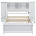 Twin Size Platform Bed With Storage Headboard And Lockers, White Twin Box Spring Not Required White Wood Bedroom Solid Wood Mdf