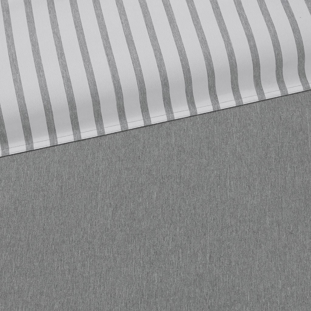 Reversible Yarn Dyed Stripe Down Alternative Comforter Set Queen White Gray Microfiber