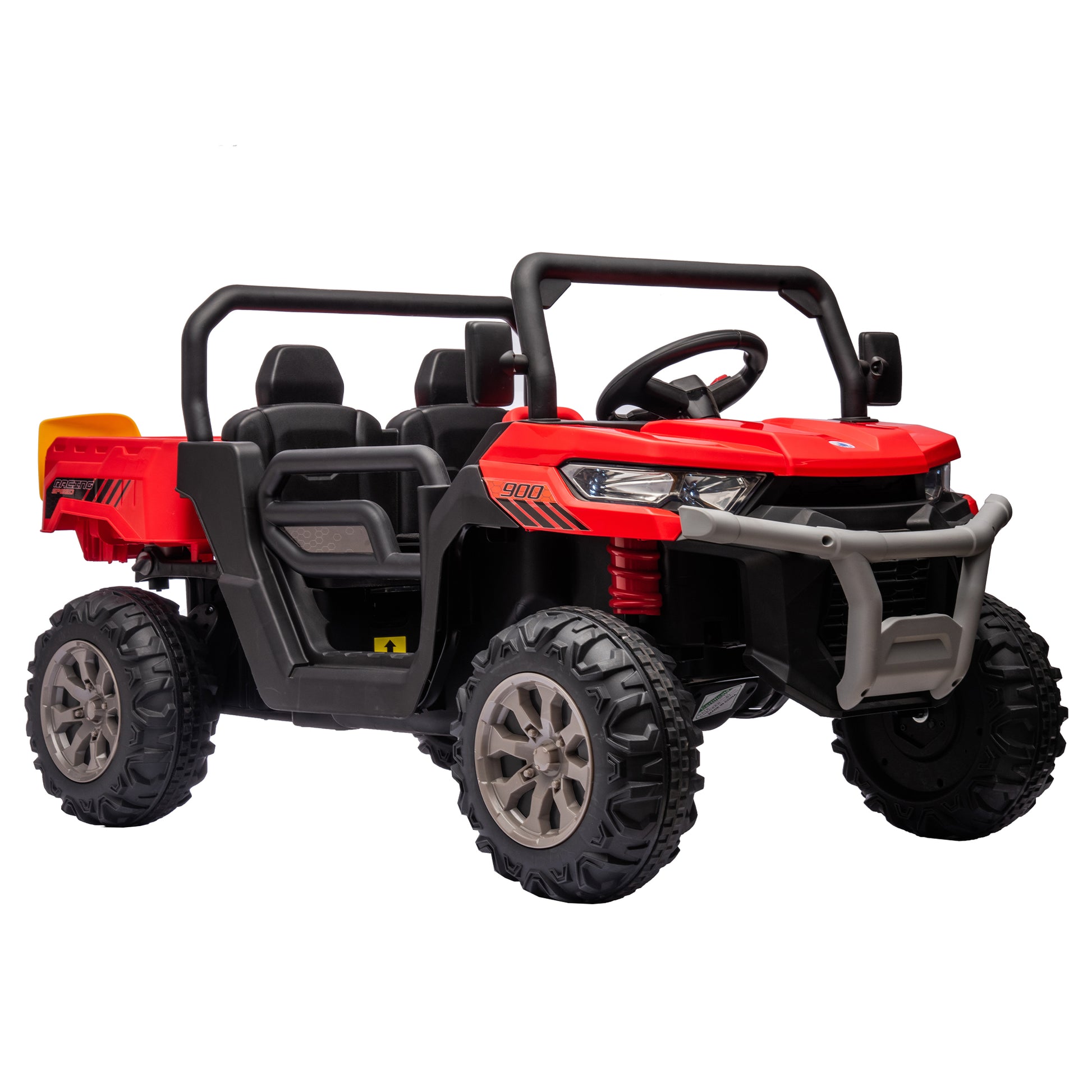 24V Ride On Truck 2 Seater Ride On Utv With 2X200W Motor Ride On Dump Truck With Dump Bed Shovel Ride On Car With Remote Control Electric Vehicle With Non Slip Tyre For Boys Girls Black Red Plastic