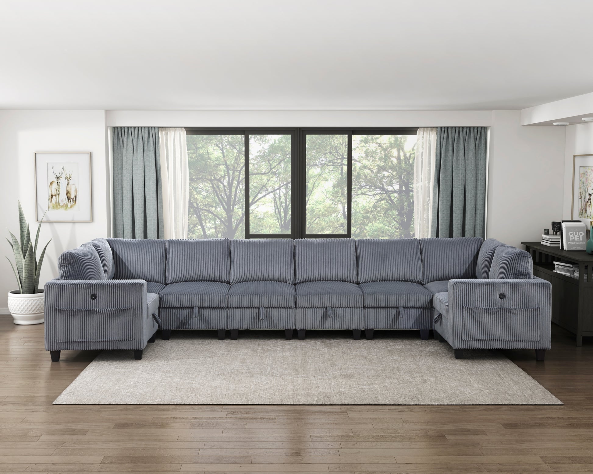 Modern Living Room Furniture Dark Gray Corner Seat With Storage Corduroy Fabric Upholstery 1Pc Modular Piece Dark Gray Primary Living Space Contemporary,Modern Solid Wood