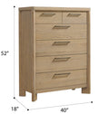 C Tan 6 Drawer Chest Tan Solid Wood