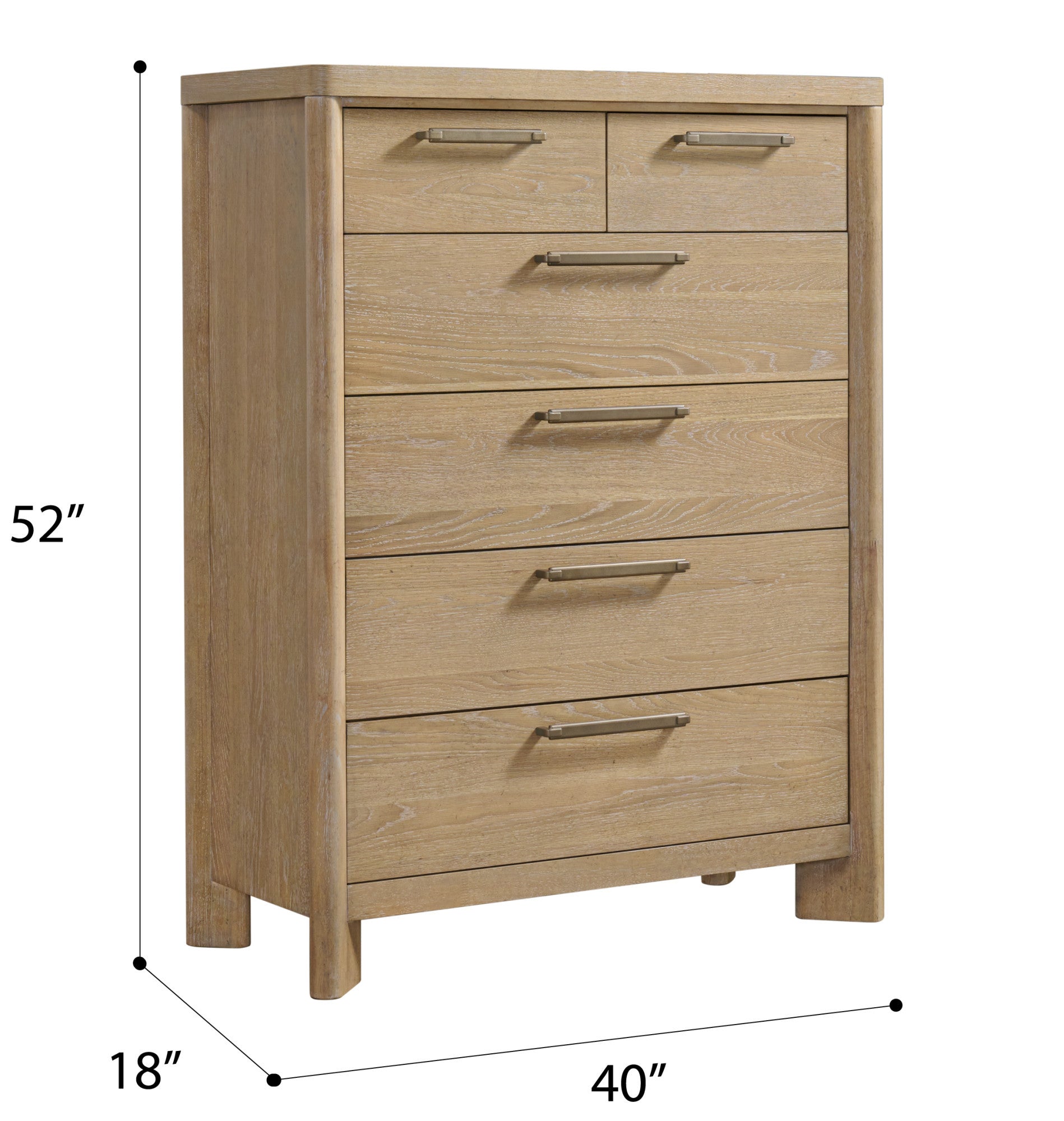 C Tan 6 Drawer Chest Tan Solid Wood