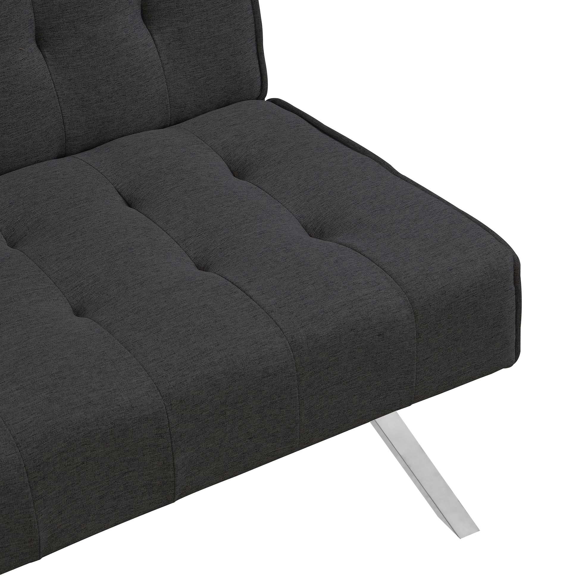 Wood Frame, Stainless Leg, Futon, Sofa Bed Black Black Fabric 2 Seat