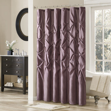 Tufted Semi Sheer Shower Curtain Purple Polyester