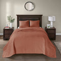 3 Piece Reversible Quilt Set Clay Red King Cal King Red Polyester