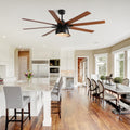 66 Inch Ceiling Fan With 6 Speed Wind 8 Dual Colors Blades Remote Control Reversible Dc Motor With Light Black Plywood