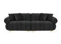 89 Inch Spring Wrapped Cushions, 3 Flannelette Sofas, Stylish Metal Feet And 4 Throw Pillows Make For A Modern Living Room Bedroom Black Velvet 3 Seat