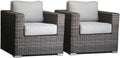 Fully Assembled 2 Person Rattan Wicker Seating Set With Cushions Brown,Gray Metal,Wicker