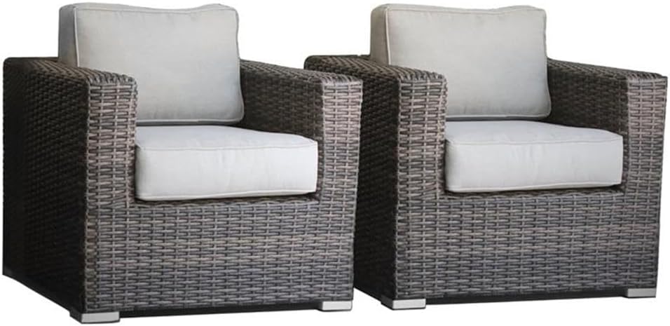 Fully Assembled 2 Person Rattan Wicker Seating Set With Cushions Brown,Gray Metal,Wicker