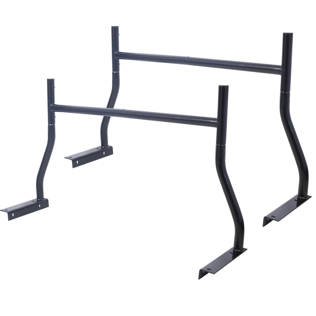 Universal Pick Up Truck Rack 650 Lbs Adjustable Fit 2 Bars Utility Ladder Truck Cargo Contractor Rack, Black Black Steel