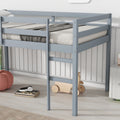 Solid Wooden, Rubber Wooden Twin Loft Bed With Ladder, Bed Platform Of Strengthened Slatsgrey Twin Grey Rubber Wood