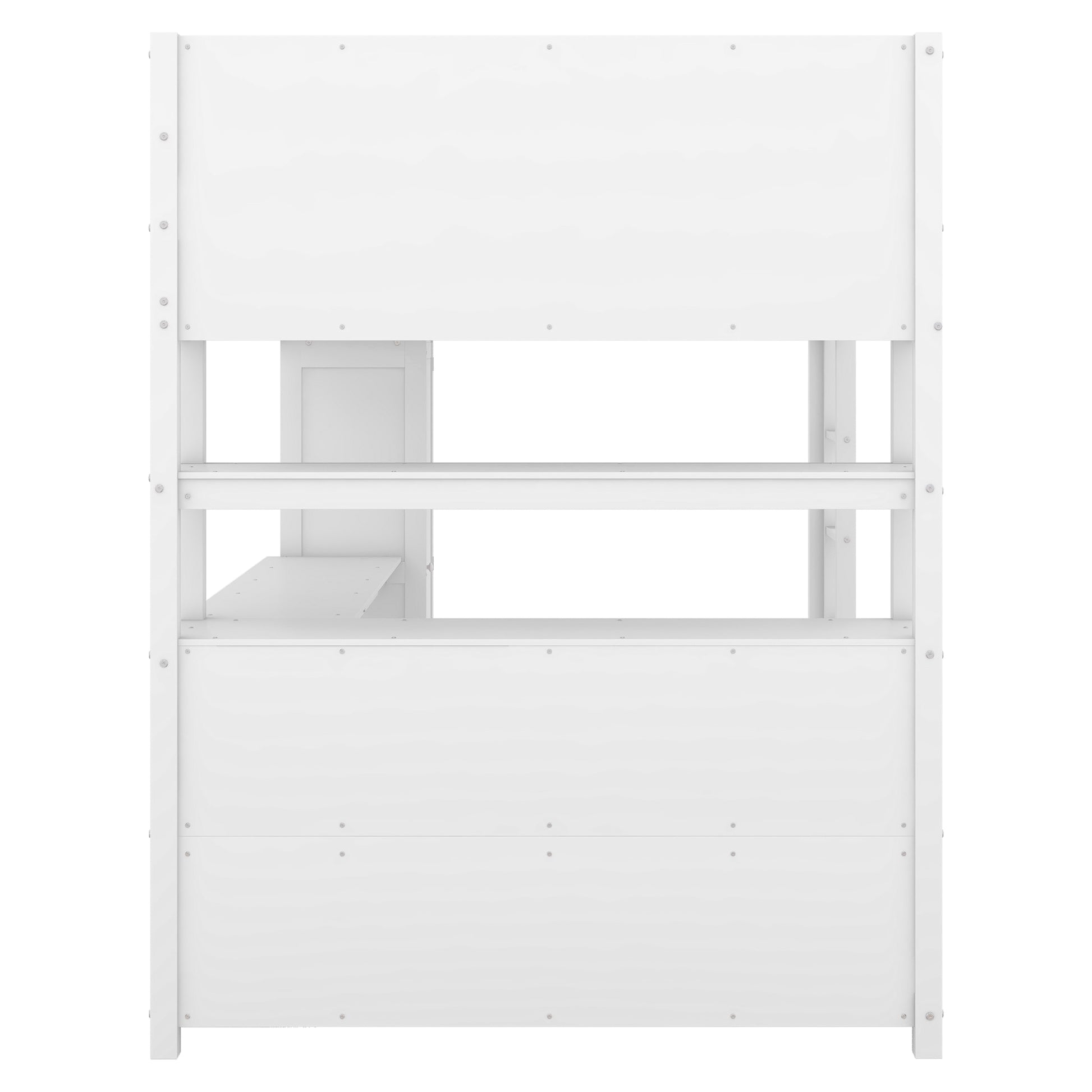 Wood Loft Bed With Cabinet And Bookshelf, Full Size Loft With Wardrobe And Desk For Kids,White Expect Arrival Date 2024 8 25 Full White Pine