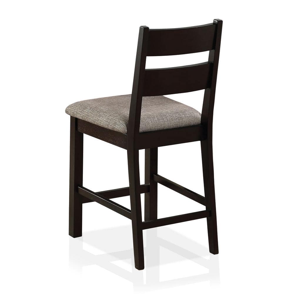 Dining Chairs Padded Fabric Seat Set Of 2Pc Side Chair Ladder Back Kitchen Dining Room Espresso Color Espresso,Gray Dining Room Classic,Contemporary,Modern,Transitional Dining Chairs Rubberwood