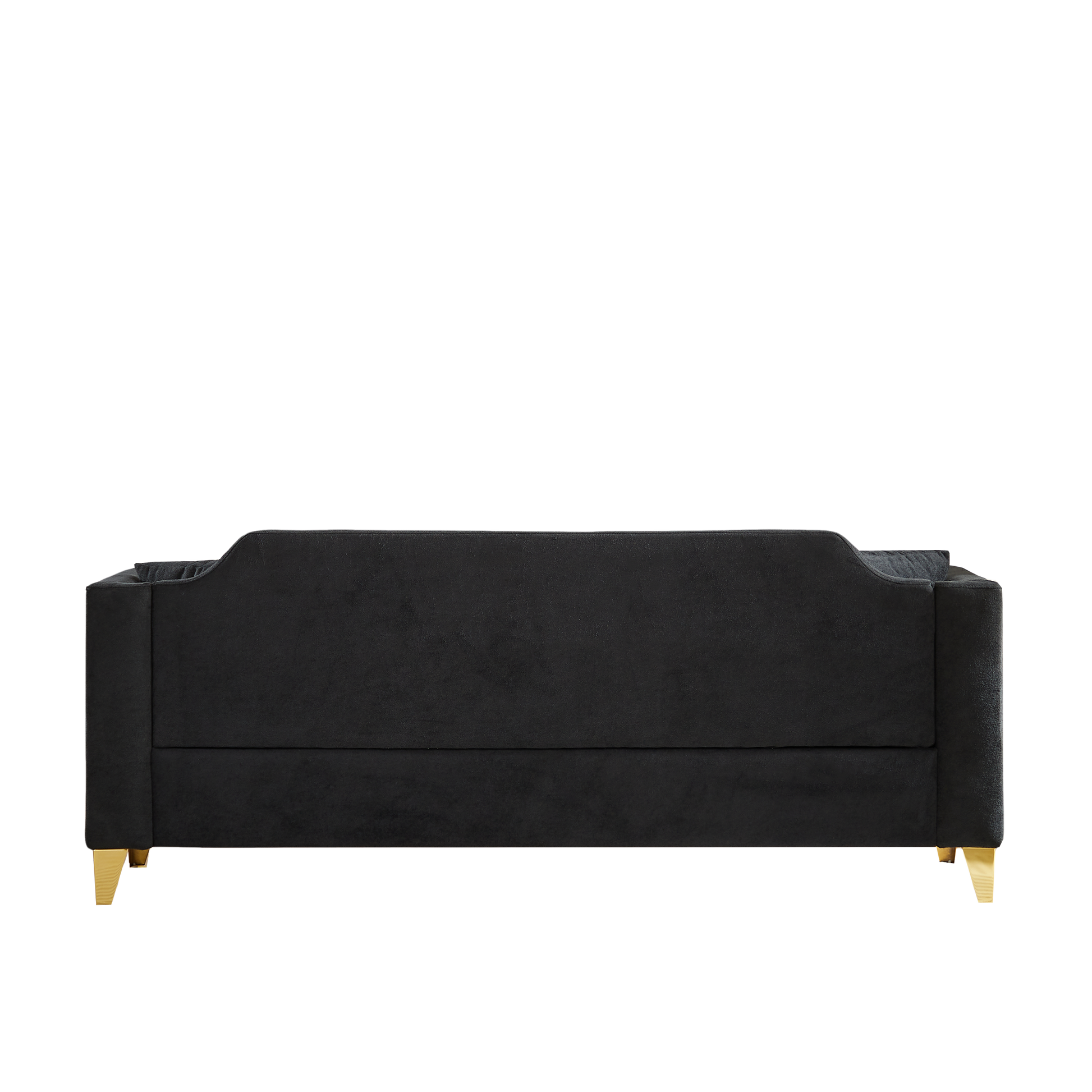 Fx81"Mid Century Design Modern Sofa,Chenille Pull Buckle Design Sofa For Living Room,Buttons Tufted With Copper Nail Decoration Armrest, With 2 Pillows,Modern Couch Upholstered Button And Metal Legs Black Chenille Pine Foam Fabric 3 Seat