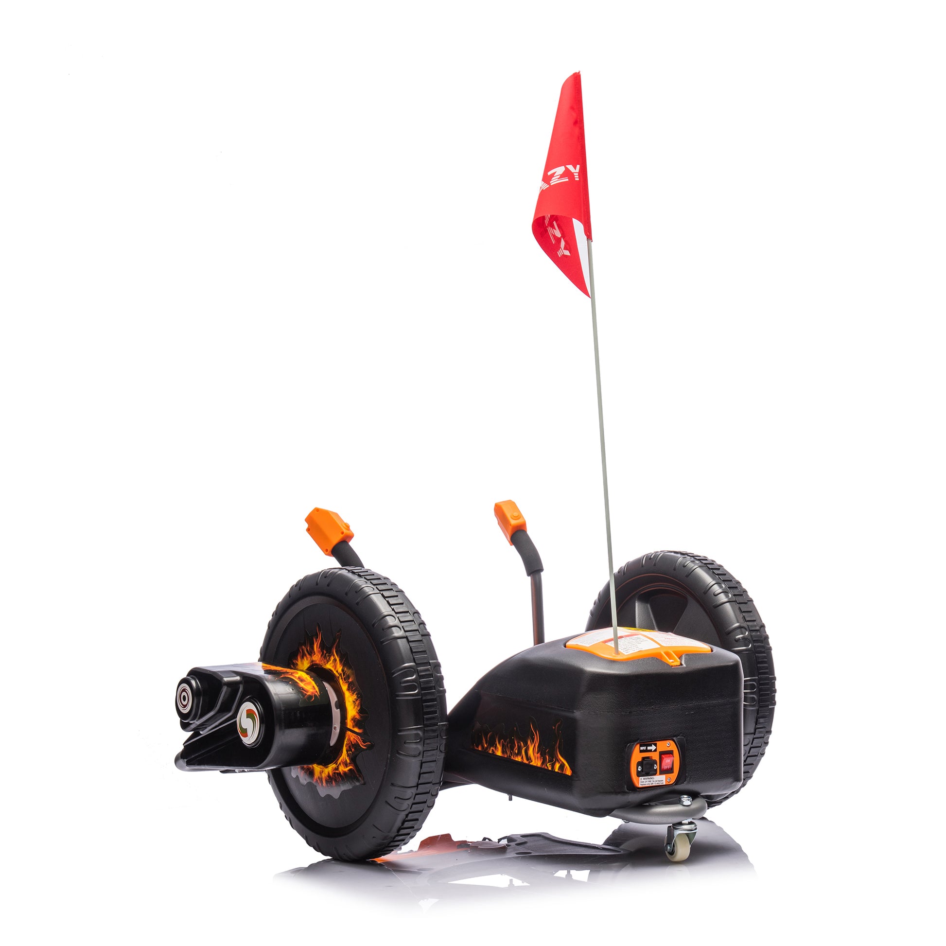 12V Kids Ride On Electric Toy,2Wd,16'' Exaggerated Wheel,Dual Handle Control For 360 Degree Flexible Steering And Rotation,Solid Metal Frame,Provide A Speed Of 4.66 Mph For Kids Aged 6 . Orange 50 99 Lbs Polypropylene