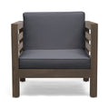 Oana Club Chair Grey Wood Fabric