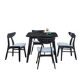 1 Table With 4 Chairs Wooden Dining Table Set, Modern Simple Design Square Kitchen Table And Fabric Upholstered Dining Chairs For Dining Room, Kitchen, Saving Space,Black Black Solid Wood Mdf