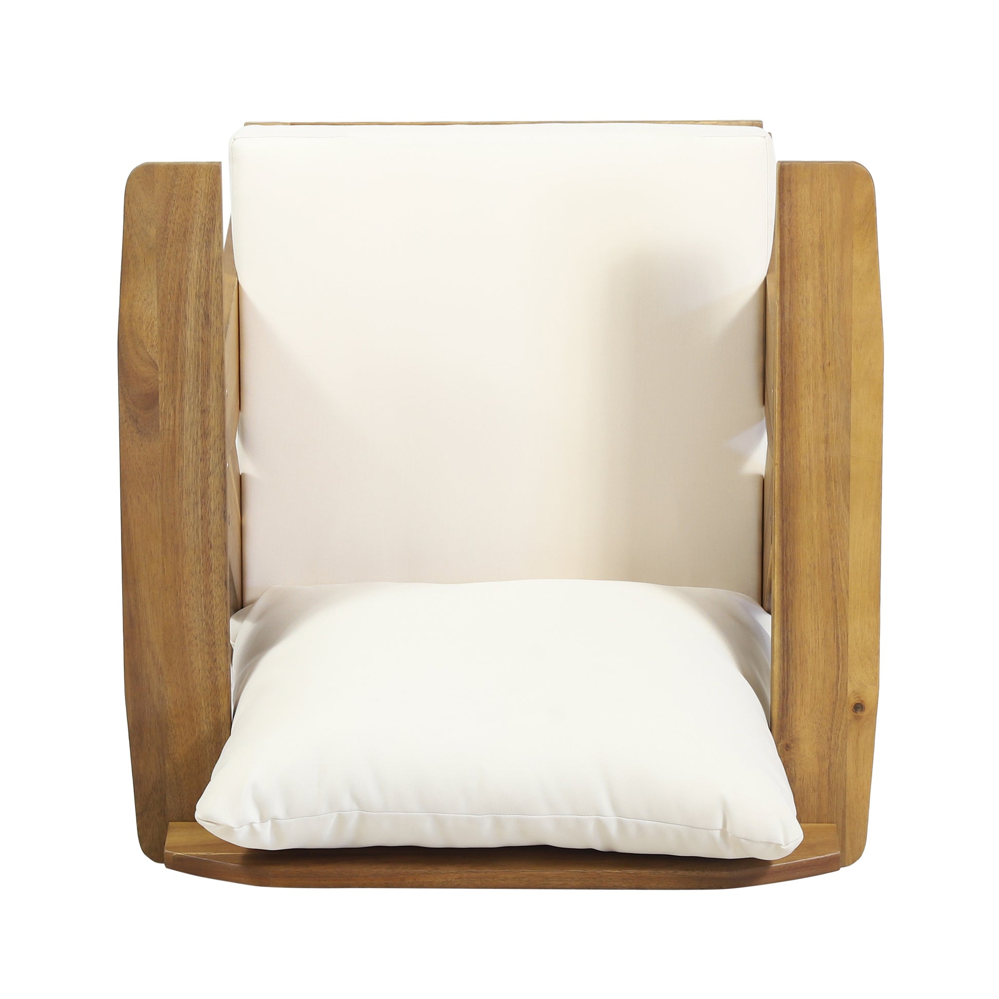 Outdoor Acacia Wood Club Chairs With Cushions Set Of 2 , Teak Finish Beige, 30.75" W X 30.25" D X 26.00" H Beige Acacia Wood