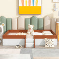 Full Size Upholstered Daybed Frame With Fence And Stairs, Brown White Full Brown White Mdf Lvl