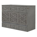 Full Size Murphy Bed With Large Drawers,Brushed Gray Full Gray Plywood