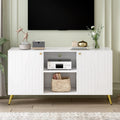 Modern Tv Stand For Tvs Up To 55 Inches, Entertainment Center Media Console,Adjustable Shelf, Metal Legs, Handles And Anti Tip Device For Living Room White 50 59 Inches Mdf