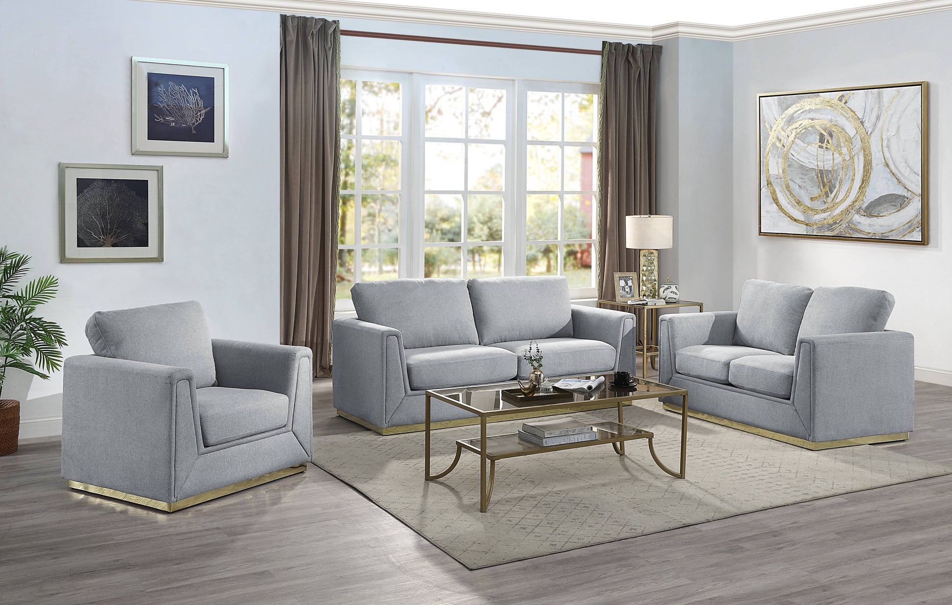 Grey Accent Chair With Cushion Grey Primary Living Space Contemporary Wood Fabric