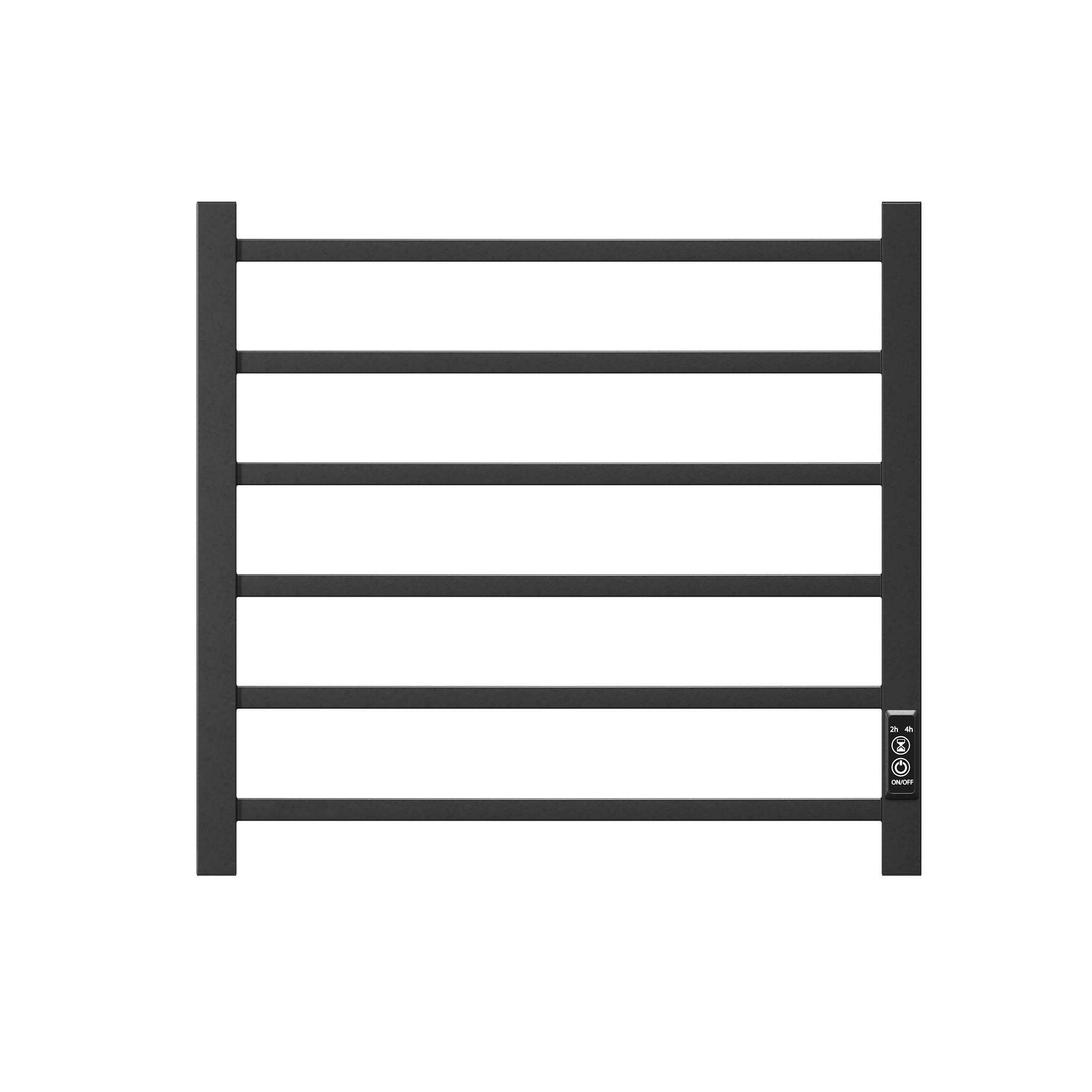 Towel Warmer 6 Bar Electric Heated Towel Rack Wall Mount Plug In Bath Towel Heater Matt Black Timer Black Bathroom Aluminium