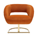 Coolmore Upholstered Tufted Living Room Chair Textured Linen Fabric Accent Chair With Metal Stand Orange Velvet