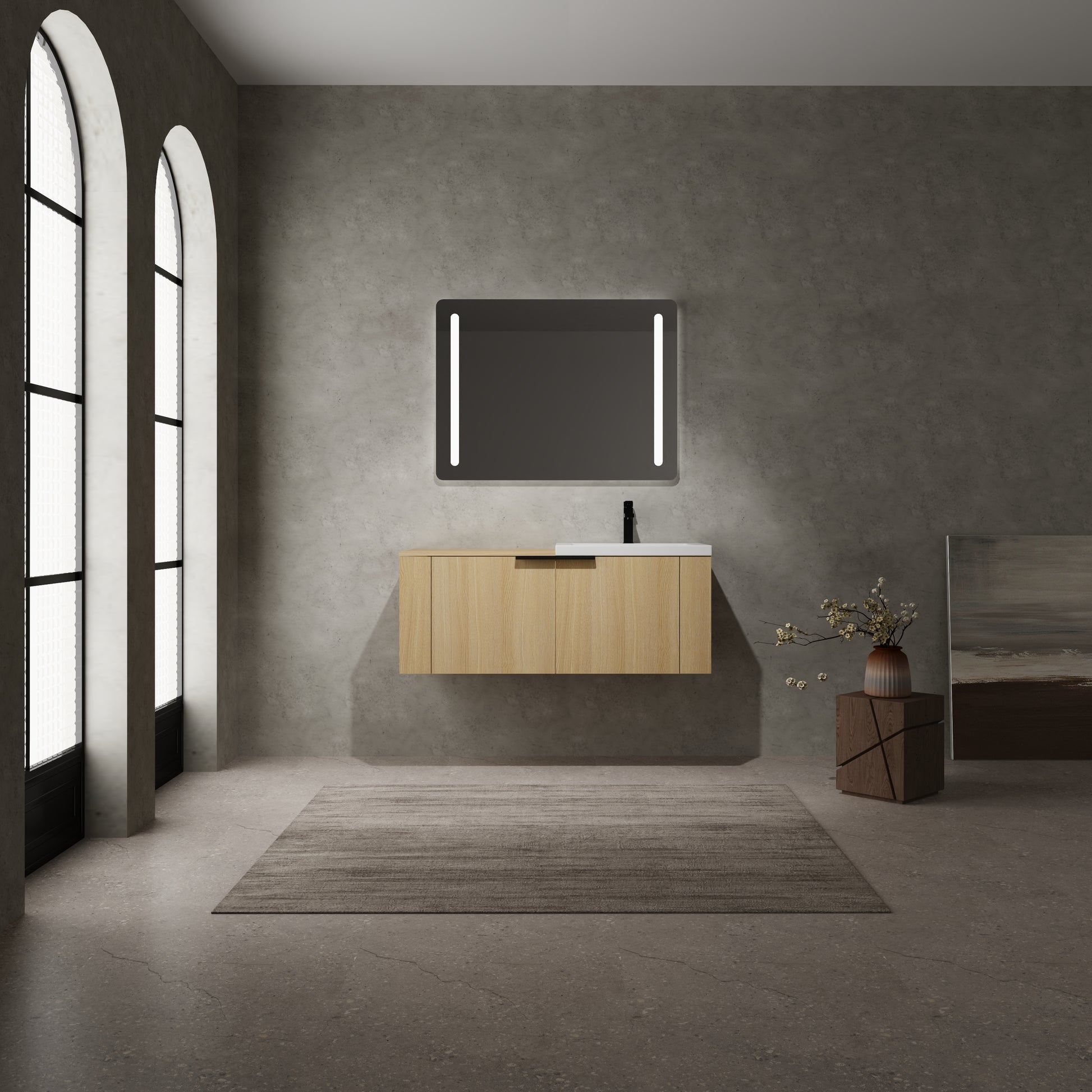 48 "Bathroom Vanity Sink Combo For Big Space,Modern Bathroom Cabinet Cabinet Combination, Bathroom Sink Cabinet Set, Oak Oak Bathroom American Design Engineered Wood