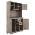 Coffee Bar Cabinet Kitchen Cabinet With Storage, Farmhouse Wine Cabinet With Drawers Shelves And Cabinets, Buffet Cabinet Wine & Glass Racks For Dining Room, Kitchen, Oak Brown Oak Particle Board Mdf