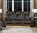 Luxury Comfort Modern Living Room Furniture 1Pc Power Reclining Sofa Premium Faux Leather Upholstery, Power Headrests, Led Light, Usb Ports, Power Outlets, Hidden Storage Brown Gray Faux Leather Wood Primary Living Space Luxury,Modern Plywood,Solid Wood