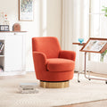 Teddy Swivel Barrel Chair, Swivel Accent Chairs Armchair For Living Room, Reading Chairs For Bedroom Comfy, Round Barrel Chairs With Gold Stainless Steel Base Orange Orange Primary Living Space