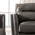 Mid Century Leather Chair Charcoal Grey Leather