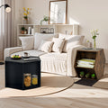 23.62'' Hexagonal Coffee Table Side Table Nightstand Burmese Sumac Black Brown Mdf