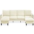 Off White Chenille Sectional Sofa, U Shaped Sofa Couch With High Density Memory Foam, 4 Seat Comfy Modular Sofa Couch For Living Room, Modern U Shaped Sectional Sofa,U Shaped Off White Off White