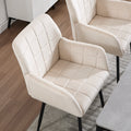 Dining Chairs Set Of 2, Upholstered Kitchen Chairs With Comfortable Seat, Velvet Dining Chairs With Armrests, Easy To Assemble And Clean, For Dining Room, Kitchen, Living Room, Cream Color Cream