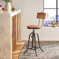 Bar Stool Natural Black Mdf Metal