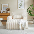 62.5 Inch Corduroy Sponge Sofa Lounge Chair With Removable Footrest,No Assembly Required,Fluffy Modern Sleeper Chair For Indoor Living Room Bedroom Beige Foam Corduroy 1 Seat
