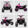 Aosom 12V Kids Atv Quad Car With Forward & Backward Function, Four Wheeler For Kids With Wear Resistant Wheels, Music, Electric Ride On Atv For Toddlers Ages 3 5 Years Old, Pink Pink Iron Plastic