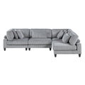 Living Room Furniture 4 Piece Modular Sectional Sofa Set Gray Corduroy Soft Cushion Pillows Solid Wood Legs Gray Primary Living Space Contemporary,Modern Plywood,Solid Wood 4 Seat