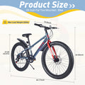 Mountain Bike For Girls And Boys Mountain 24 Inch Shimano 7 Speed Bike Grey Steel